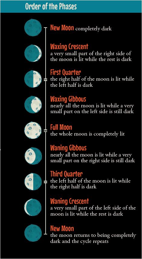 Moon Phase Cycle, Names, Order & Appearance - Lesson